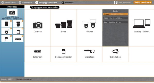 Lowepro Bag Finder